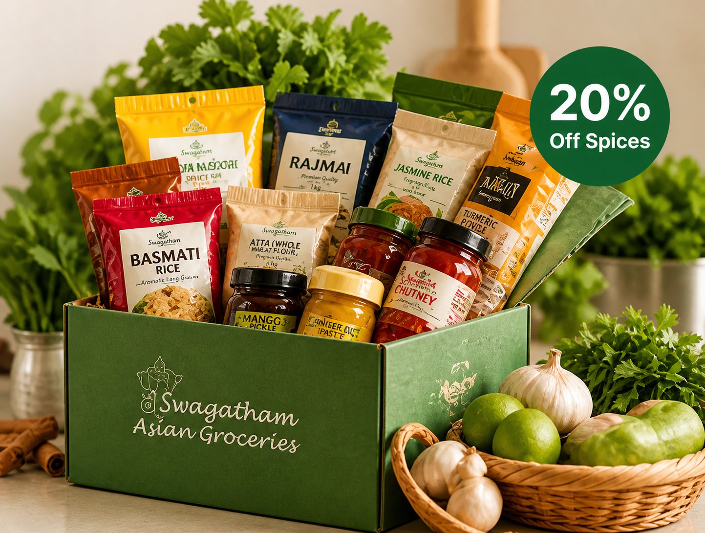 Box of authentic Indian groceries