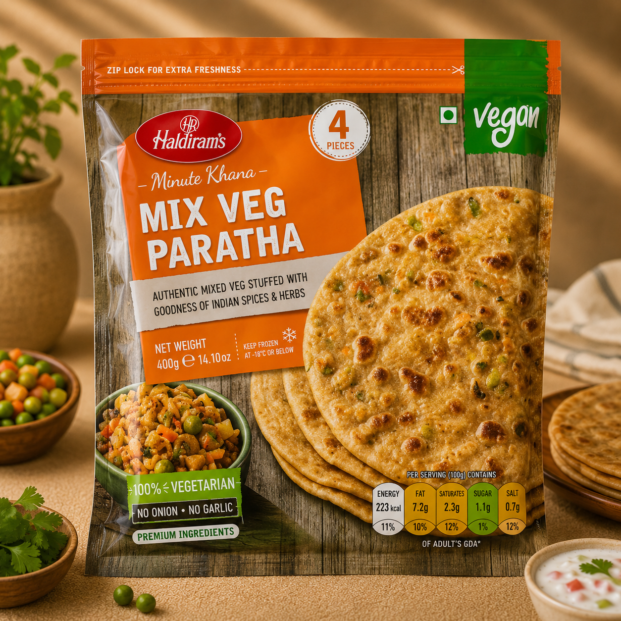 Haldirams Mix Veg Paratha 400g