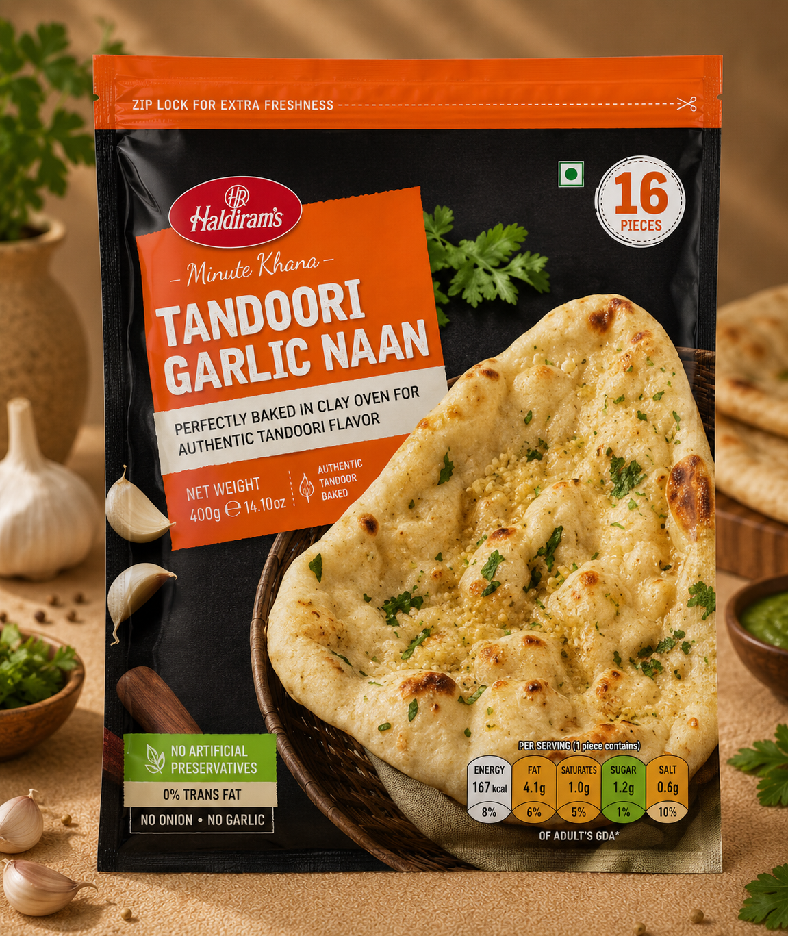 Haldirams Tandoor Garlic Naan 400g
